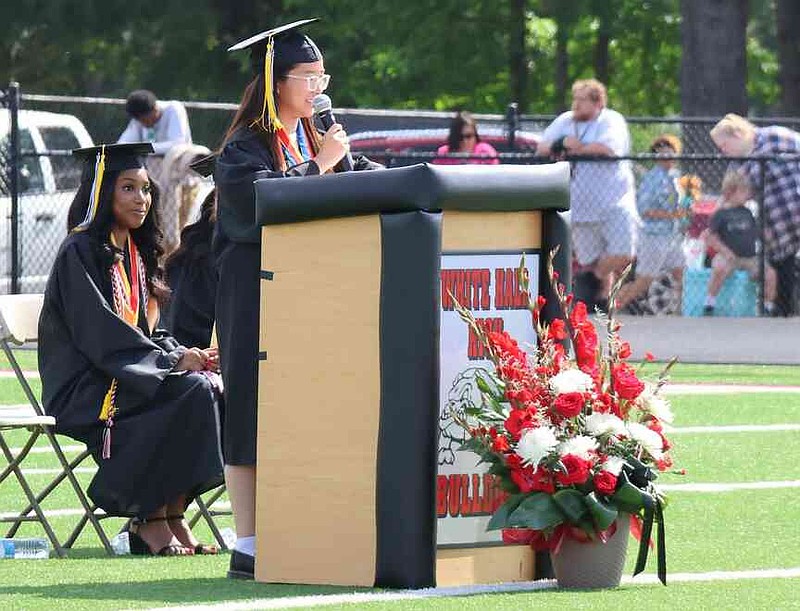 Yuki Lin delivers the salutatory address. (Special to The Commercial/Deborah Horn)