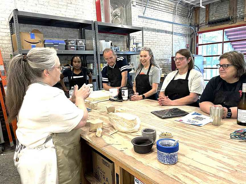 Instructor Debbie Phillips, left, leads a ceramics workshop in April at The ARTSpace on Main. Registration is open for Phillips' two-part workshop, Ceramic Creations, on June 14 and June 28 at The ARTSpace. (Special to The Commercial/ARTx3 Campus)