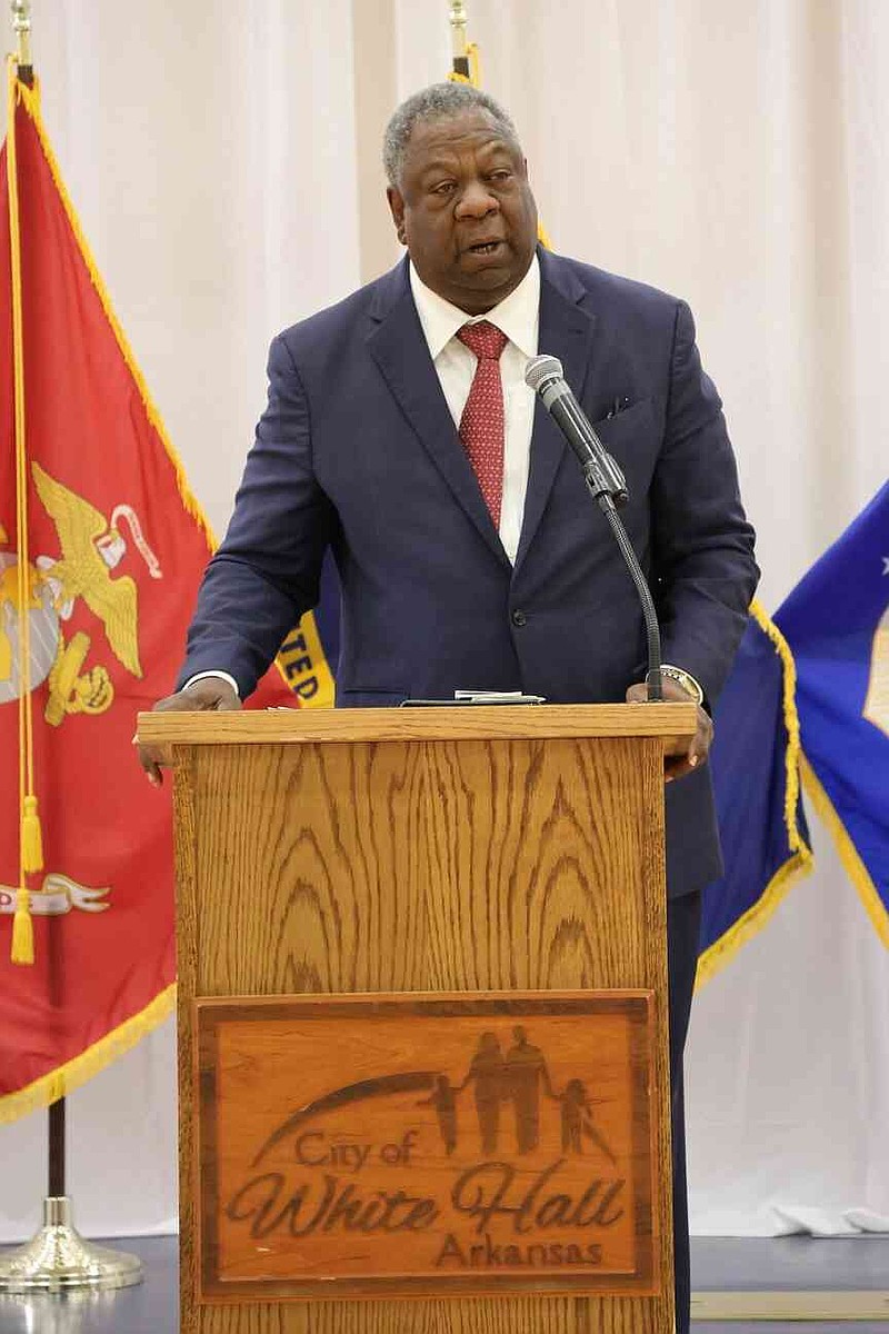 Col. Nate Todd, a retired U.S. Army officer, was the guest speaker at Monday's Memorial Day ceremony in White Hall, emphasized that Memorial Day was about honoring those who lost their lives in combat. (Special to The Commercial/Deborah Horn)