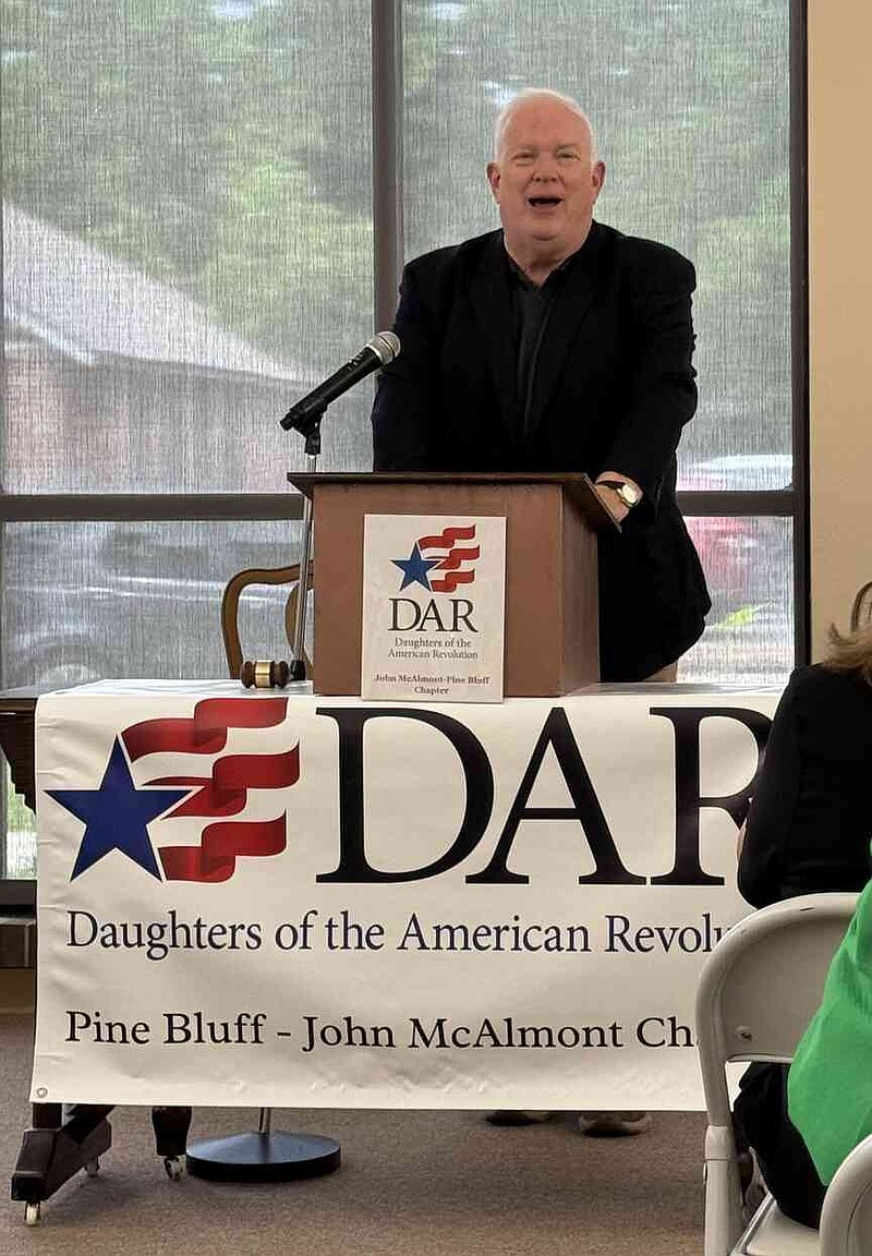 Rex Nelson, author and senior editor of the Arkansas Democrat-Gazette, speaks to the Daughters of the American Revolution in Pine Bluff. (Special to The Commercial)