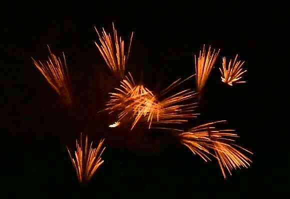 Firecrackers light up the Pine Bluff sky over Lake Saracen on Friday, July 4, 2025. (Pine Bluff Commercial/I.C. Murrell)