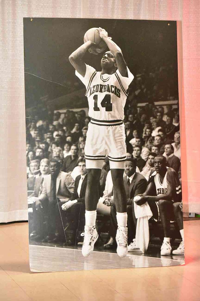A poster of Ernie Murry during his playing days at the University of Arkansas is displayed. (Pine Bluff Commercial/I.C. Murrell)