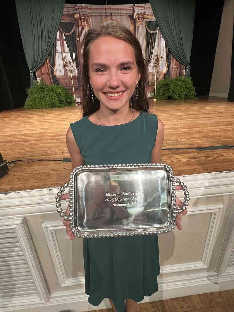 Ellie Ferren of White County is the 2025 winner of the Arkansas 4-H Governor's Award, the highest honor given by the Arkansas 4-H youth development program. Ferren earns a $3,000 scholarship and a silver tray. (Special to The Commercial/University of Arkansas System Division of Agriculture)