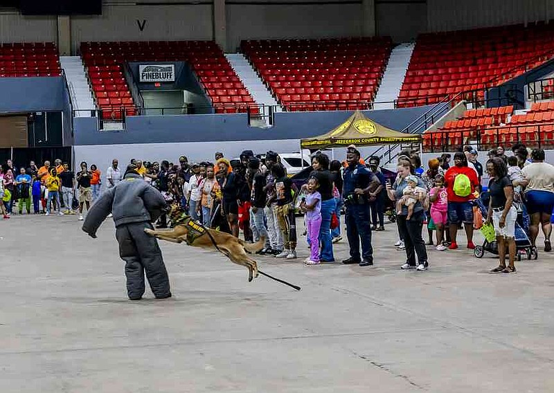 A K-9 demonstration is held by the Jefferson County Sheriff's Department. (Pine Bluff Commercial/Eplunus Colvin)