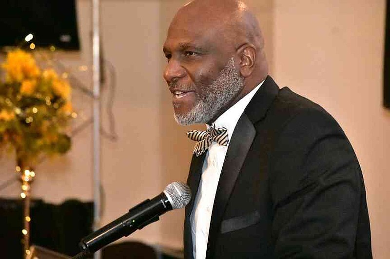 UAPB Athletic Director Chris Robinson addresses attendees of the Golden Gala. (Pine Bluff Commercial/I.C. Murrell)