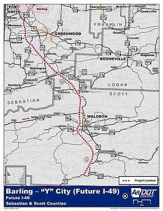Preliminary engineering for Interstate 49 portion from Sebastian