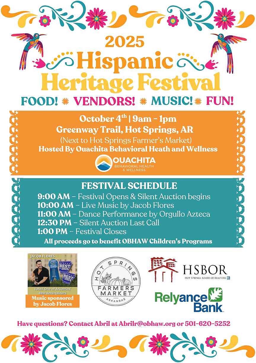 Hot Springs’ second annual Hispanic Heritage Festival set for Oct. 4 at ...