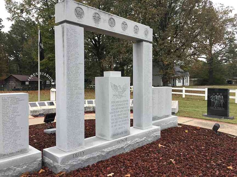 The Veterans Memorial monument was installed in 2001, about 14 years before the White Hall Museum was opened. (Special to The Commercial/Deborah Horn)