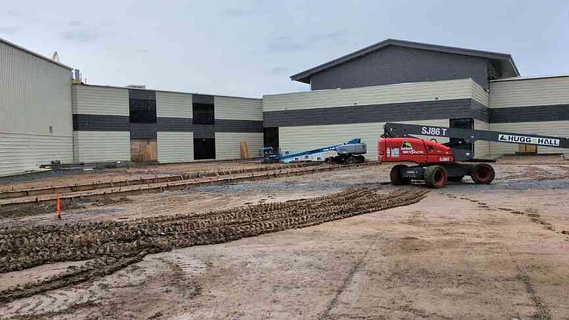 An enclosed courtyard is being prepared during construction of the new Watson Chapel High School on Wednesday, Sept. 24, 2025. (Pine Bluff Commercial/I.C. Murrell)