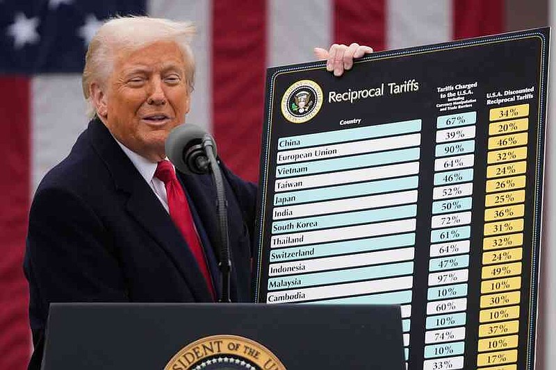 President Donald Trump speaks during an event to announce new tariffs, April 2, 2025, in the Rose Garden at the White House in Washington.