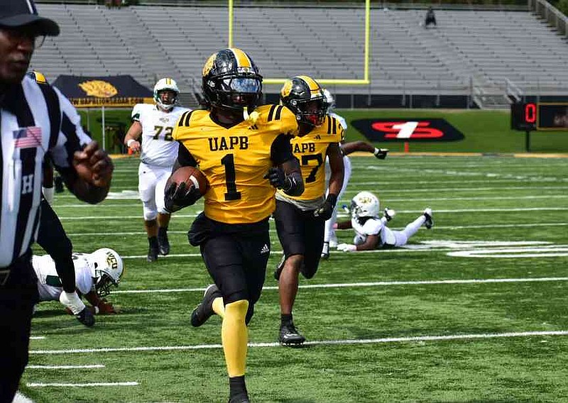 Kareem Burke of UAPB returns a punt for a touchdown against Westgate Christian in the first quarter. (Pine Bluff Commercial/I.C. Murrell)