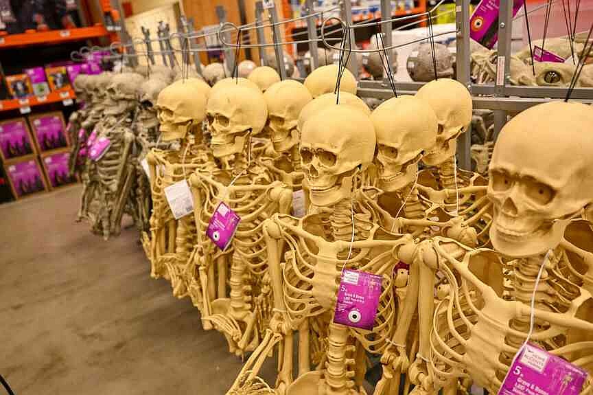 Halloween shoppers buying costumes and decorations