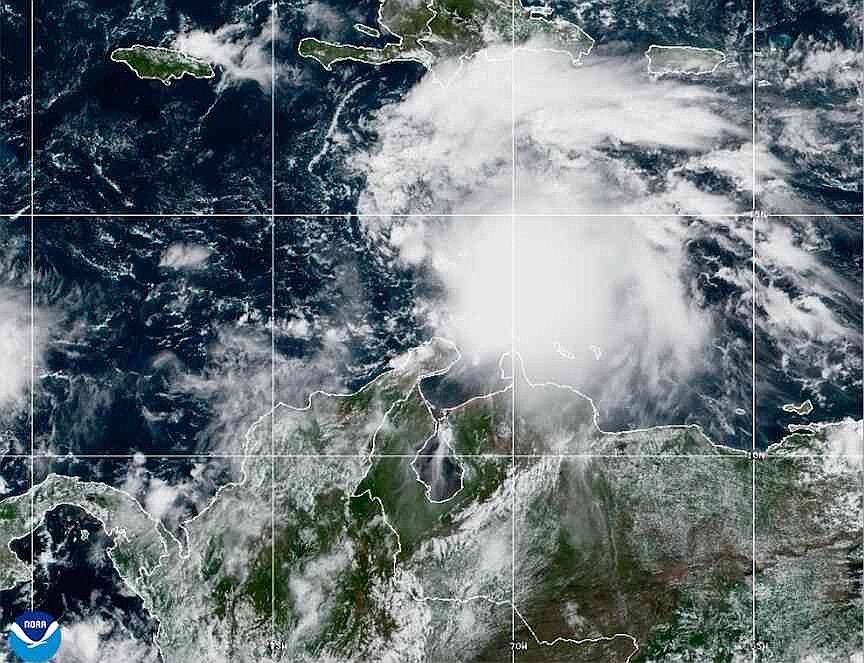 Tropical storm winds through Caribbean