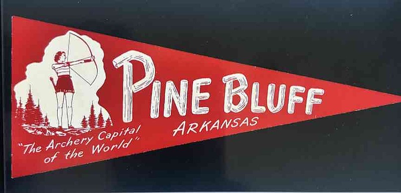 This pennant, part of Paul Perdue's collection, likely references Ben Pearson's archery company he established in Pine Bluff. (Special to The Commercial/Paul Perdue)