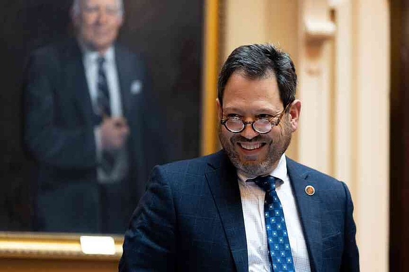 Senate Majority Leader Sen. Scott Surovell, D-Fairfax, attends a special legislative session in Richmond, Va., Wednesday, Oct. 29, 2025. (Mike Kropf/Richmond Times-Dispatch via AP)
