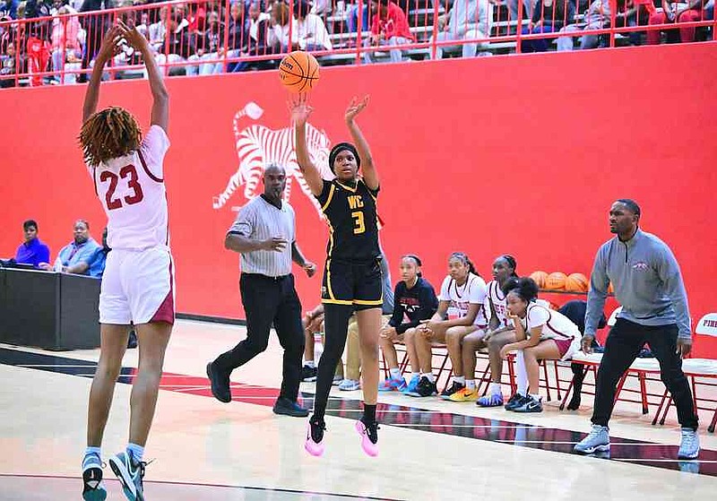 Watson Chapel senior Jayla Rodgers shoots a 3-pointer. (Special to the Commercial/William Harvey)