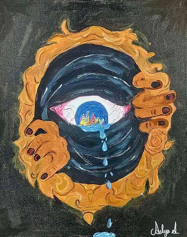 Aelya Abram's 'Escaping The Reflection' is one of the artworks featured in 'It Was All A Dream,' an exhibition by Pine Bluff High School students. The show is on view at The ARTSpace on Main from Nov. 20, 2025, to Feb. 26, 2026. (Special to The Commercial/ARTx3 Campus)