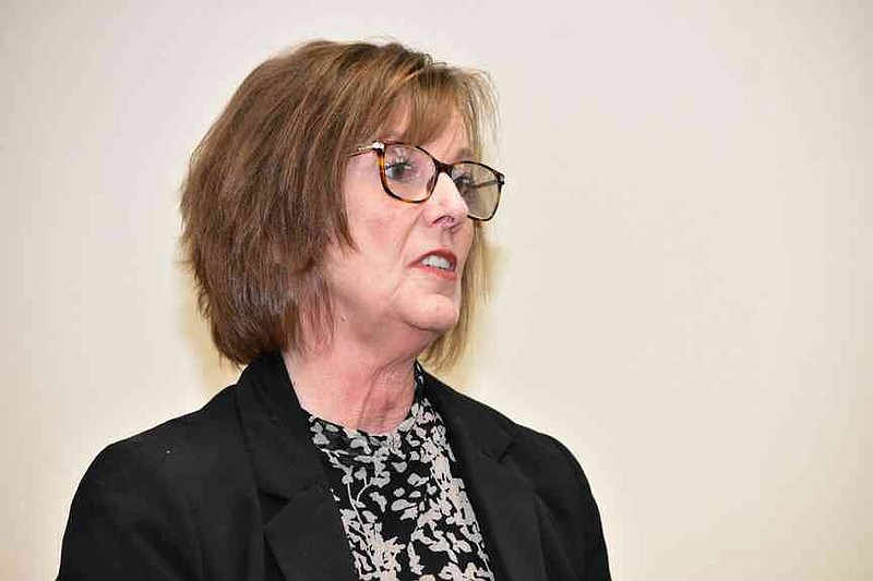 Debbie Jones, assistant superintendent for the White Hall School District, shares education data with the district board on Tuesday, Nov. 11, 2025. (Pine Bluff Commercial/I.C. Murrell)