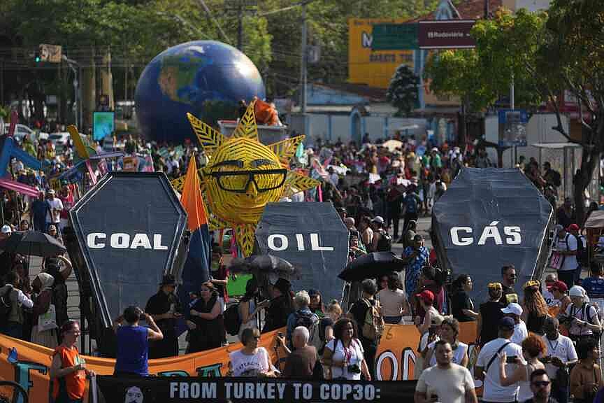 Climate protesters march on COP30