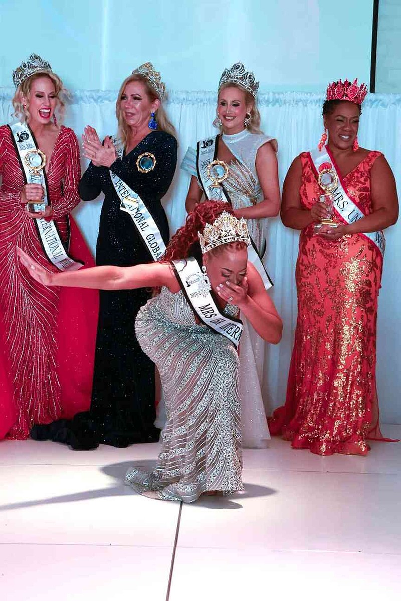 Dr. Tamara P. Glover reacts to being named Mrs. USA International Global 2025-2026. (Special to The Commercial)