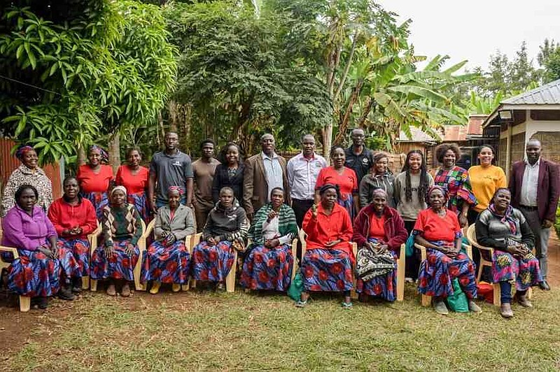 The fellows visit a women's group supported by the grant at a demonstration farm. (Special to The Commercial/University of Arkansas at Pine Bluff)