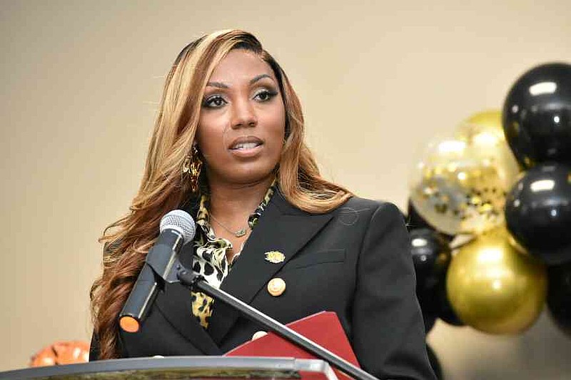 UAPB women's basketball coach Erica Leak, pictured during her 2024 introduction as coach, has been named to the Arkansas Sports Hall of Fame Class of 2026. (Pine Bluff Commercial/I.C. Murrell)