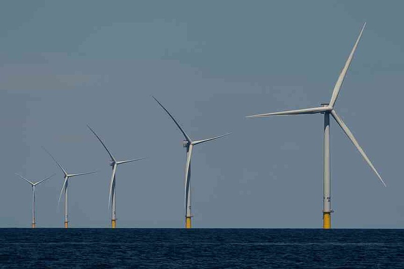 FILE - Wind turbines operate at Vineyard Wind 1 offshore wind farm off the coast of Massachusetts, July 19, 2025. (AP Photo/Carolyn Kaster, File)