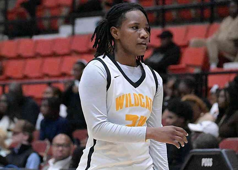 Jada Briggs of Watson Chapel heads to the bench during a King Cotton Holiday Classic game against Oak Grove, La., on Saturday, Dec. 27, 2025, at the Pine Bluff Convention Center. (Pine Bluff Commercial/I.C. Murrell)