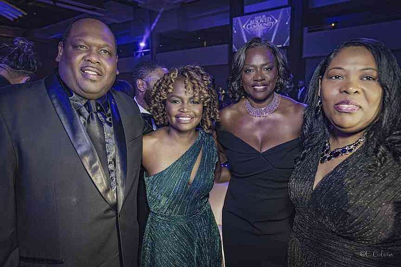 Dr. DuShun Scarbrough Sr., executive director of The Arkansas Martin Luther King, Jr. Commission (left), pictured with Karine Jean Pierre, Political Advisor and 35th White House Press Secretary, 2026 Beloved Community Coretta Scott King Soul of the Nation Award recipient, actress and producer, Viola Davis, and wife, Angela Scarbrough. (Pine Bluff Commercial/Eplunus Colvin)