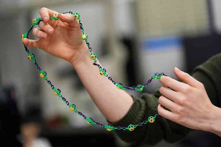 Biodegradable beads made for Mardi Gras