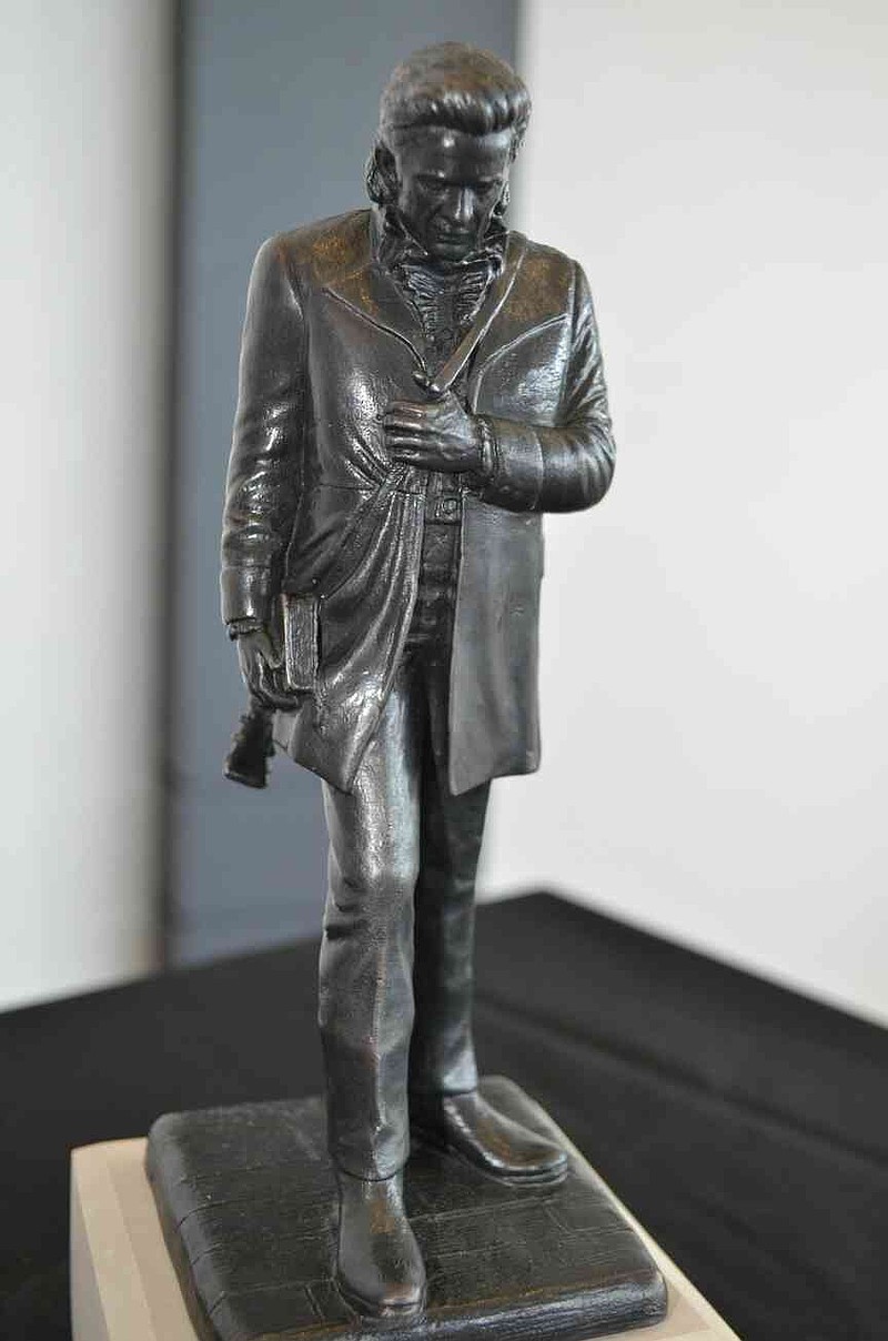 This photo shows a model of the Kevin Kresse sculpture of Johnny Cash that stands in the Washington, D.C., Hall of Statuary. (Special to The Commercial/Richard Ledbetter)