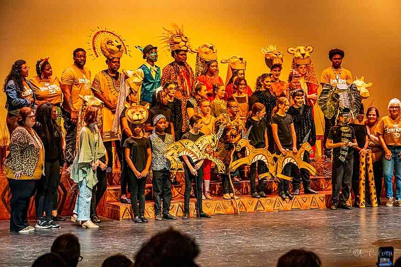 The cast of Disney's 'The Lion King Jr.', held at The Arts & Science Center for Southeast Arkansas, gather after their stage production for a cast photo. (Pine Bluff Commercial/Eplunus Colvin)