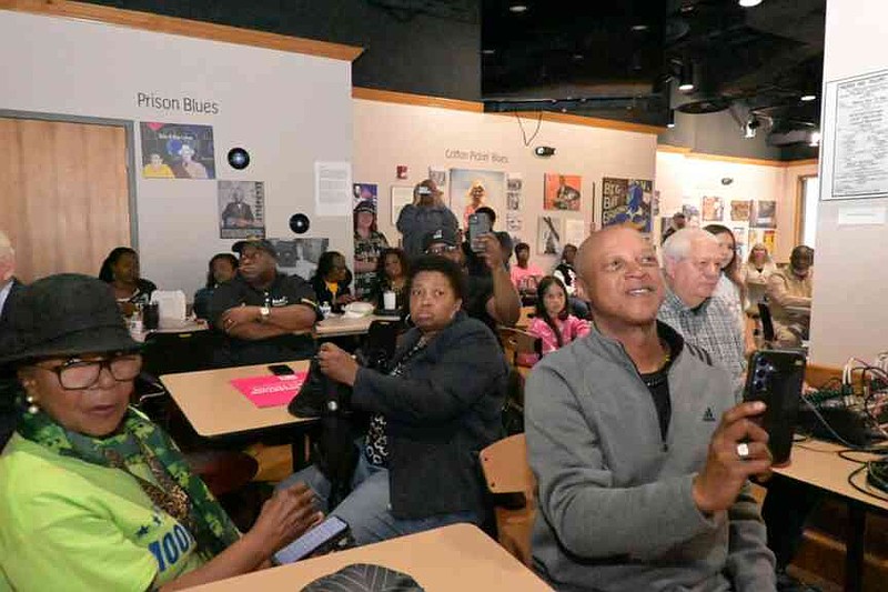 A crowd gathers for a check presentation inside the UAPB Business Support Incubator on Friday, March 27, 2026. The check benefits the Blues Junction project. (Pine Bluff Commercial/I.C. Murrell)