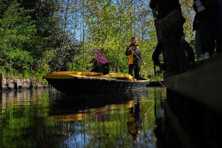 German villagers receive mail by boat