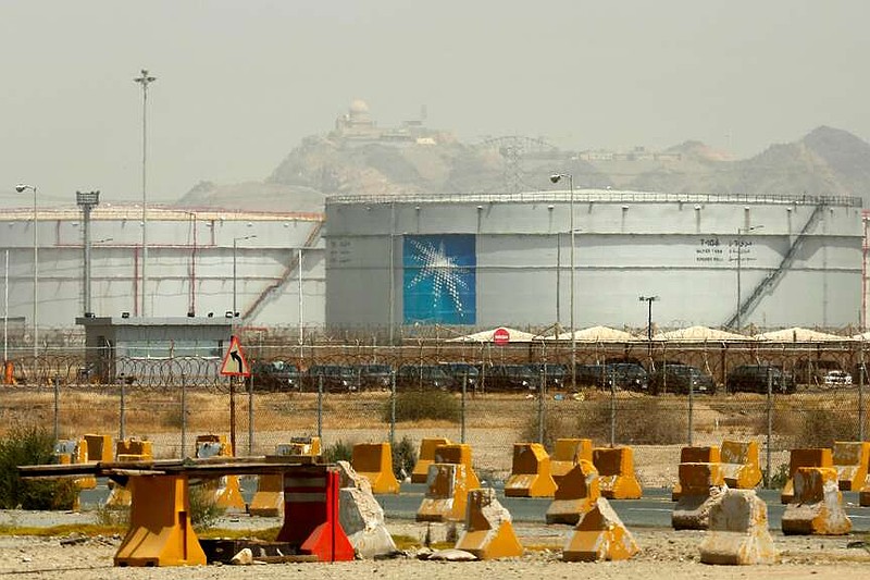 FILE - Storage tanks are seen at the North Jiddah bulk plant, an oil facility in Jiddah, Saudi Arabia, March 21, 2021. (AP Photo/Amr Nabil, File)