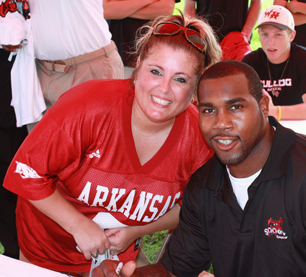 McFadden visits with fans here