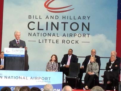 Clintons return to Little Rock for airport dedication