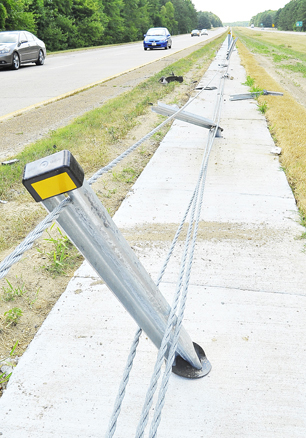 Cable barrier erected