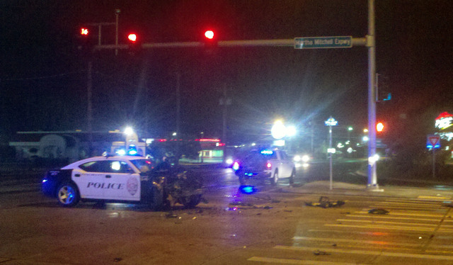 Police car heavily damaged in Saturday accident