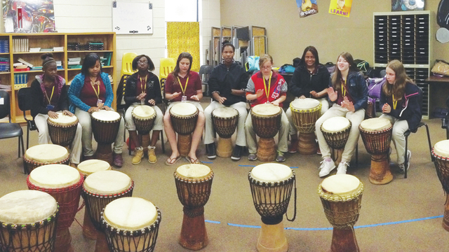 Watson Chapel Junior High students learn drumming techniques