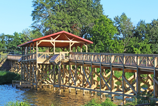 Lake Saracen fishing bridge at Brumps Bayou nearly complete