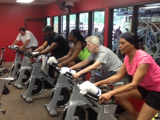 Participants spin their way to fitness in RPM class