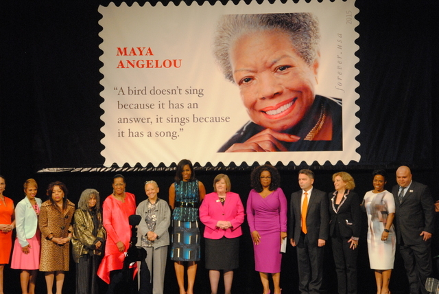 Maya Angelou forever stamp dedicated