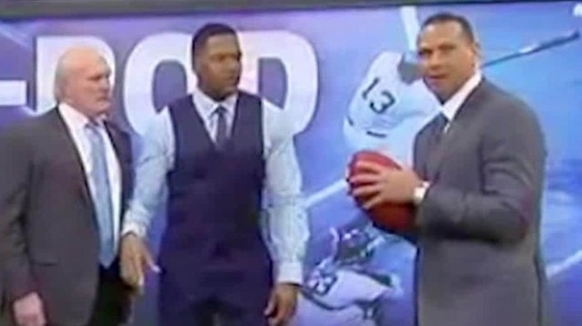 Alex Rodriguez breaks a screen on live TV