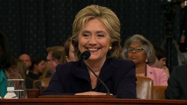 Clinton reacts to MSNBC clip played at Benghazi hearing