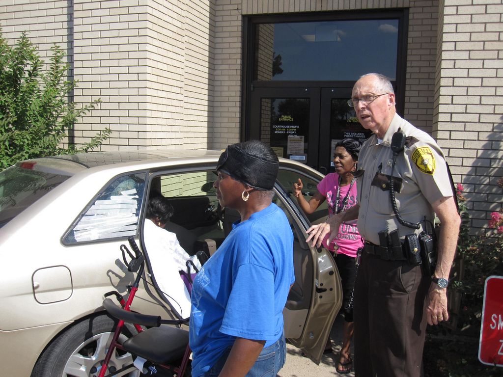 COURTHOUSE CRASH: Elderly woman drives into building