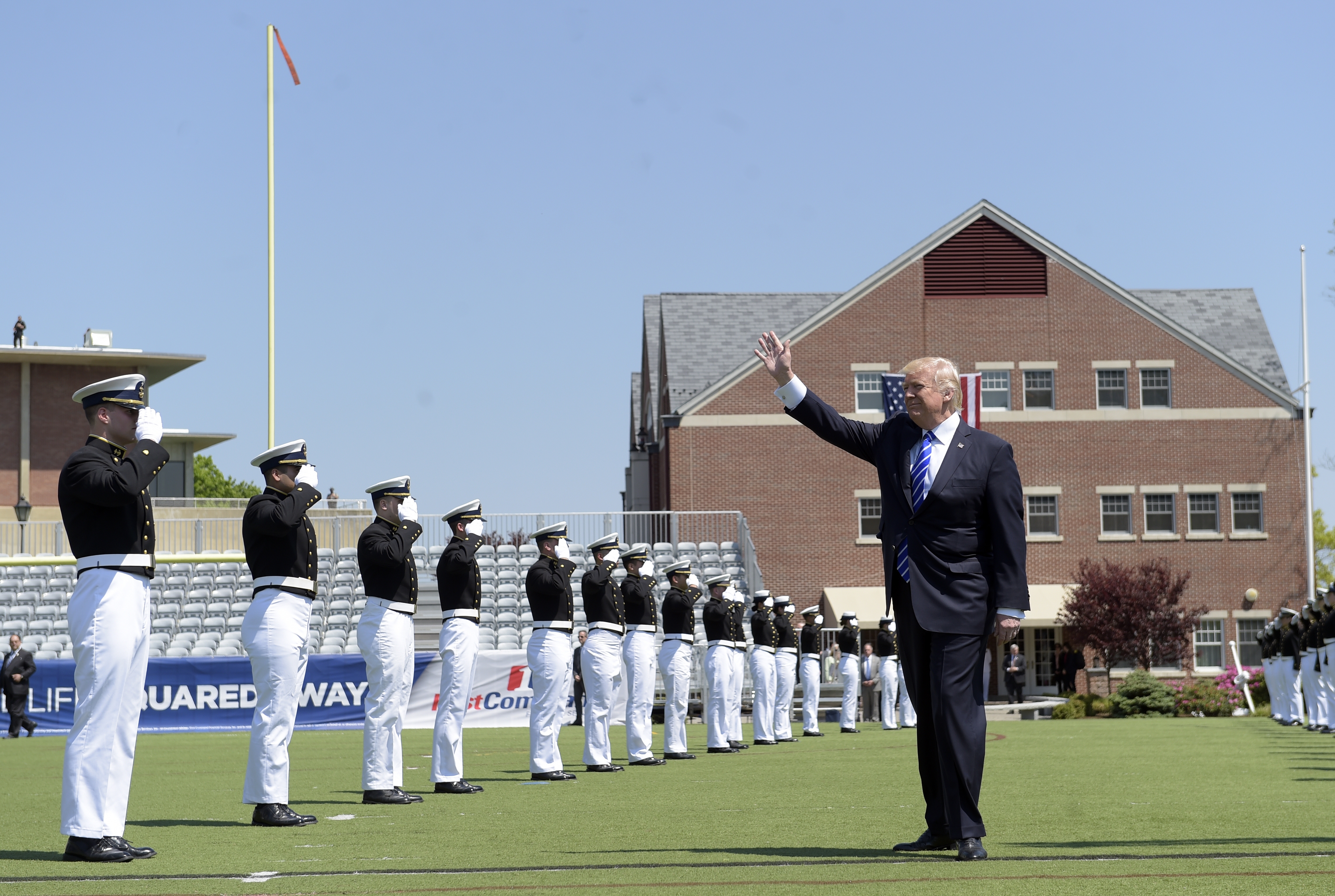 Trump delivers commencement address, decries unfair treatment by media