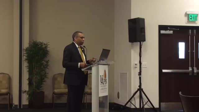 UAPB Chancellor Laurence Alexander discusses campus improvements Thursday during a UA Board of Trustees meeting at UAPB.