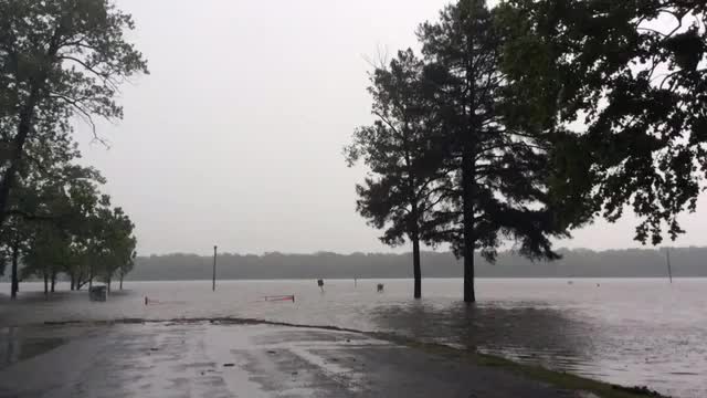 Flooding Wednesday at Lake Langhoffer in Pine Bluff.