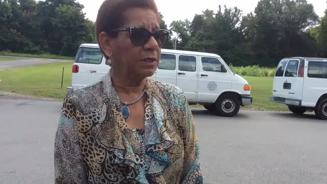 Pine Bluff Mayor Shirley Washington visits the Merrill Center after 18-year-old Jerry Pryor III was killed there on Wednesday.